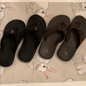 Boys REEF and Quicksilver flip flops